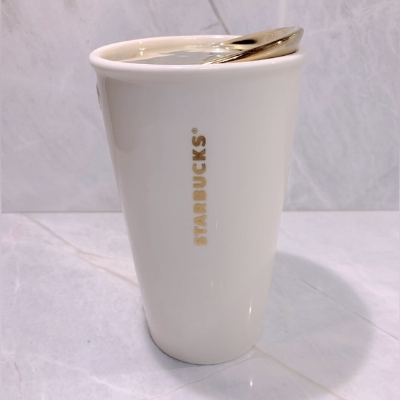 Starbucks gold zipper 2015  10 oz ceramic tumbler - Picture 2 of 6